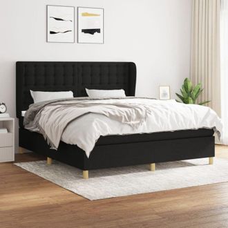 vidaXL Cama Box Spring Con Colch&oacute;n Tela Negro 160x200 Cm Vidaxl