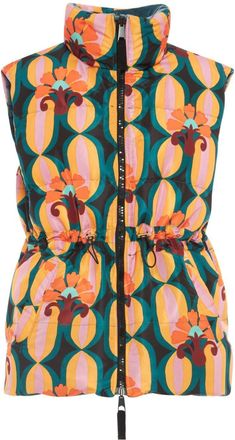 La DoubleJ floral-print reversible gilet - women - Feather/Polyester - S - Blue