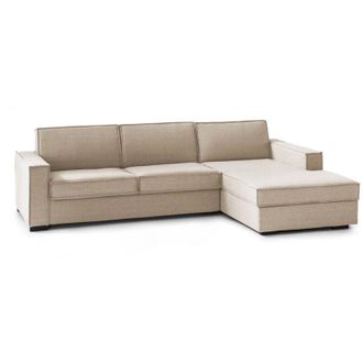 Dmora Talamo Italia - Divano fisso con penisola Assobasso, Divano ad angolo, Sof&agrave; con penisola contenitore Destra, Braccioli slim, 100% Made in Italy, Cm