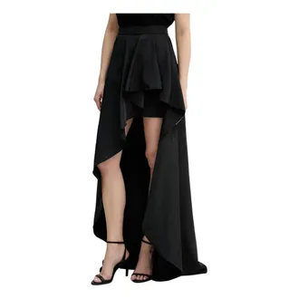 Karl Lagerfeld Rokken, Dames, Zwart, L, Polyester, Asymmetrische Maxirok