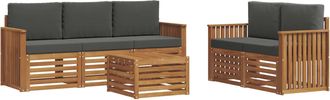 vidaXL Conjunto De Sof&aacute;s De Exterior 6 Uds. Natural Y Antracita Vidaxl