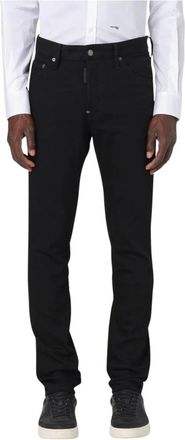 Dsquared2 Jeans, Heren, Zwart, S, Denim, Zwarte Slim Fit Distressed Denim Jeans