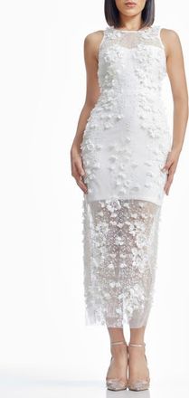 Dress The Population Helena Beaded Floral Sheath Gown in White at Nordstrom, Size Xx-Large