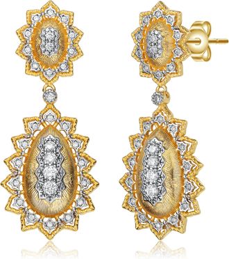 Rachel Glauber Rhodium And 14k Gold Plated Cubic Zirconia Drop Earrings