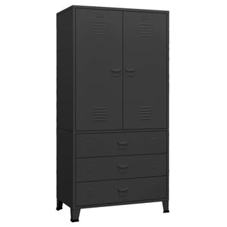 vidaXL Armario Industrial De Metal Negro 90x50x180 Cm Vidaxl