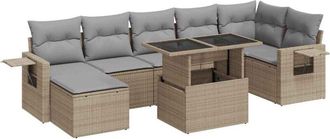 vidaXL Set De Sof&aacute;s De Jard&iacute;n Y Cojines 8 Piezas Rat&aacute;n Sint&eacute;tico Beige Vidaxl