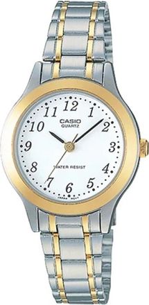 Casio Womens Two-Tone Gold & Silver Analog Watch with White Dial - LTP-1128G-7B