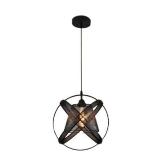 Trade Shop Trade Shop Traesio - Trade Shop - Lampadario Soffitto Con Paralume 3 Anelli Metallo Traforato Nero Attacco E27 A62