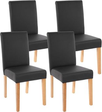 Hhg Hhg - Nunca Usado] Juego De 4 Sillas De Comedor Silla De Cocina Littau, Polipiel, Negro Mate, Patas Claras