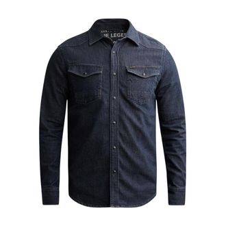PME Legend Denim Badge Shirt - Heren - Overhemden - Blauw - Maat: L Denim