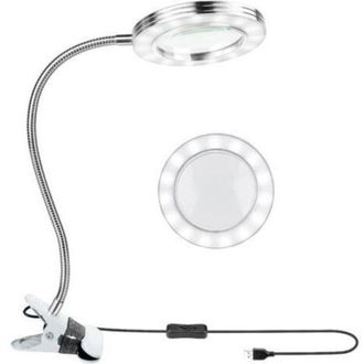 OEM L&aacute;mpara De Aumento Led Con Clip, L&aacute;mpara De Aumento Iluminada De 8 Aumentos Y 360&deg; Con Clip Met&aacute;lico Alimentado Por Usb Para Pasatiempos, Lectura, Tal