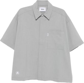 BONSAI Shirt met geborduurd logo - Heren - Korte mouwen Overhemden - Grijs - XL - Overhemden