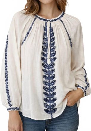 Isabel Marant Lena Blouse Top In Ecru/blue
