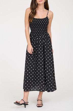 Blu Pepper Polka Dot Midi Dress in Black at Nordstrom Rack, Size Medium