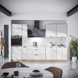 Vicco Mueble De Cocina Fame-line, Blanco Casa De Campo/roble Dorado, 310 Cm, Et Antracita, Vicco