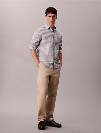 Calvin Klein Mens Cotton Stretch Slim Trousers - Brown - 32W x 30L