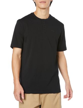 Oakley Mens Relax Henley Tee 2.0, Blackout, Large