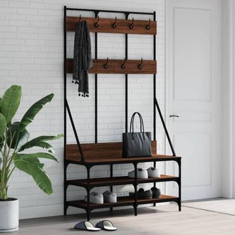 vidaXL Perchero Con Zapatero Roble Marr&oacute;n 100x40x184 Cm Vidaxl Marr&oacute;n