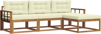 vidaXL Conjunto De Sof&aacute;s De Exterior 4 Uds. Natural Y Crema Vidaxl