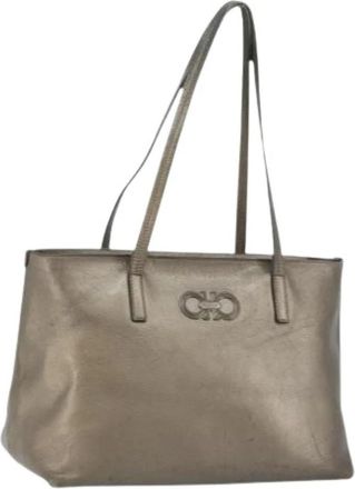 Ferragamo Tweedehands leren schoudertassen - Dames - Vintage Shopper - Grijs - ONE Size - Vintage