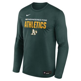 Nike Athletics Authentic Collection Team Issue Nike Mens Dri-FIT MLB Long-Sleeve T-Shirt in Green | 02TJ3EYFZ-JE6