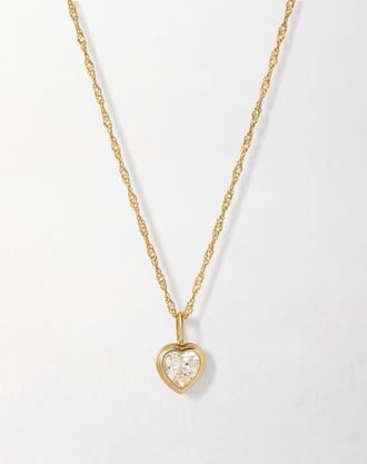 Edge of Ember Solid Gold Heart White Sapphire Necklace in Metallic Gold at Nordstrom