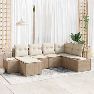 vidaXL vidaXL Set Divano da Giardino 6 pcs Beige e Crema polyrattan