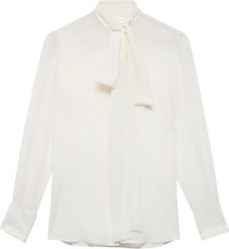 7 For All Mankind Ivory Bow Silk Blouse