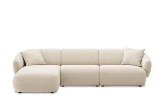 Castlery Auburn Chaise Sectional Sofa Left Facing Customized, (Performance Linen Weave) Cream, Spill Resistant, Modular for Sofas by Castlery
