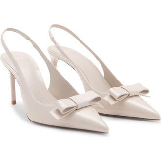 Mango Bow Pointed Toe Slingback Pump in Ecru at Nordstrom, Size 6.5Us