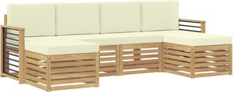 vidaXL Conjunto De Sof&aacute;s De Exterior 6 Uds. Blanco Y Crema Poli&eacute;ster Vidaxl