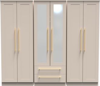 Welcome Furniture Ealing Ready Assembled Tall 6 Door 2 Drawer 2 Mirror Wardrobe in Kashmir Matt - Welcome Furniture | TJ Hughes