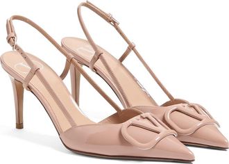 Valentino Garavani VLOGO Pointed Toe Slingback Pump in Dusty Rose at Nordstrom, Size 10.5Us