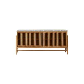 Tikamoon Aparador de teca maciza y terrazo pr&eacute;mium de 160 cm