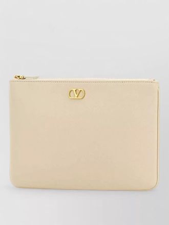 Valentino Garavani leather pouch clutch gold tone hardware