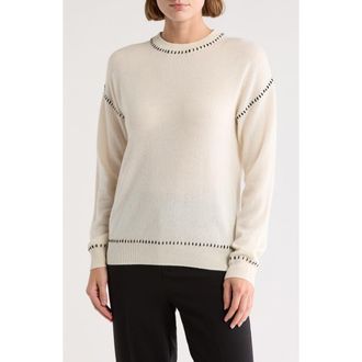 Bruno Magli Whipstich Cashmere Crew Sweater in Ivory at Nordstrom Rack, Size X-Large