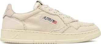 Autry Ivory Cotton Trainers with Handmade Washed Finish