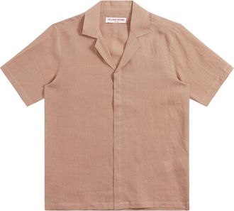 Orlebar Brown Mens Maitan Button Down Shirt In Caramel Pink