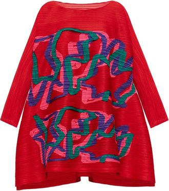 Pleats Please Issey Miyake Top met grafische print - Rood