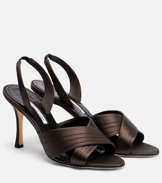 Manolo Blahnik Viera satin slingback sandals