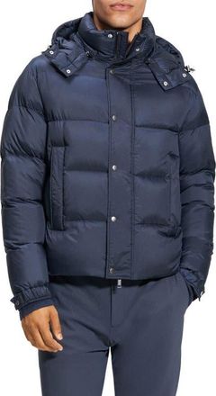 Theory Marquez Puffer Jacket with Removable Hood in Baltic at Nordstrom, Size Medium