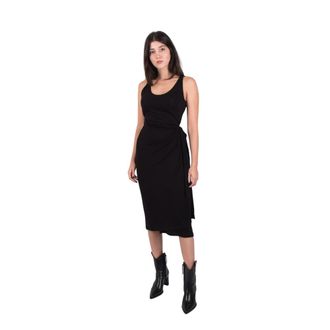 Vince Stijlvolle Midi Jurk voor elke gelegenheid - Dames - Casual kleedjes - Zwart - L - Kleedjes