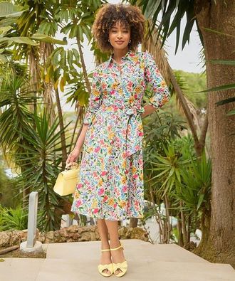 Joe Browns Cotton Midi Shirtdress in Ditsy Multi Garden at Nordstrom, Size 12