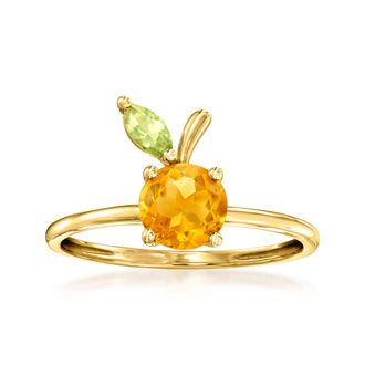 RS Pure by Ross-Simons Citrine and. Peridot Peach Ring in 14kt Yellow Gold