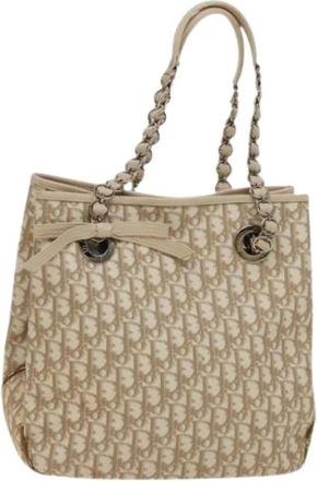 Dior Pre-owned Trotter Tote Bag - Dames - Vintage Shopper - Beige - ONE Size - Leer - Vintage