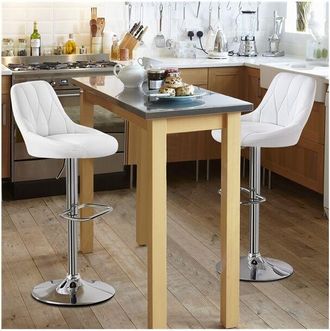 Yaheetech Yaheetech - Juego de 2 Taburetes de Bar de Altura Ajustable 86-107,5 cm Sillas de Bar Asiento Giratorio Reposapiés Cuadrado Estructura de Metal