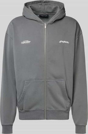 Pegador Oversized Sweatjacke mit Känguru-Tasche Modell Peckert in Anthrazit, Größe XXL