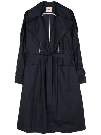 Plan C detachable-sleeves trench coat - Blue