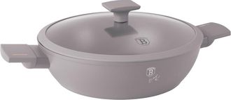OEM Olla Plana De Titanio Con Tapa, 28 Cm, Berlinger Haus Bh-8098, Color Topo