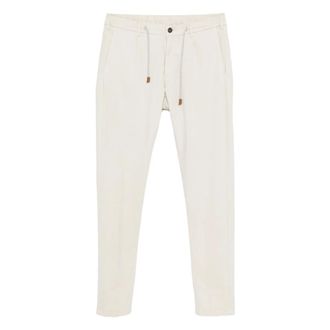 Eleventy Drawsting Cotton Blend Trousers - male - Eleventy - Slim-fit Trousers - Beige - W31 - Trousers